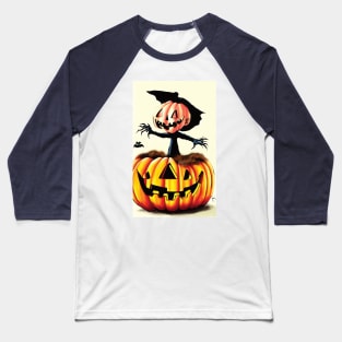 Halloween Scary Evil Pumpkin Funny Pumpkin Head Baseball T-Shirt